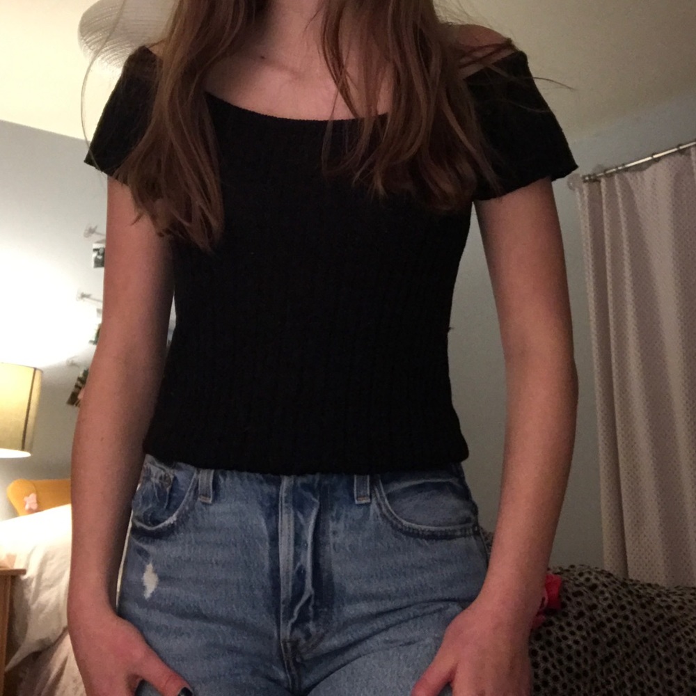 EXPRESS brand black off the shoulder shirt